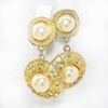 Picture of Vintage Large Chanel Faux Pearl & Rhinestone Dangle Earrings