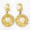 Picture of Vintage Large Chanel Faux Pearl & Rhinestone Dangle Earrings