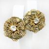 Picture of Vintage Miriam Haskell Faux Pearl & Rhinestone Clip-On Earrings