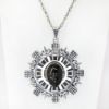 Picture of Vintage Los Ballesteros Sterling Silver & Chatoyant Obsidian Aztec Warrior Necklace