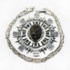 Picture of Vintage Los Ballesteros Sterling Silver & Chatoyant Obsidian Aztec Warrior Necklace