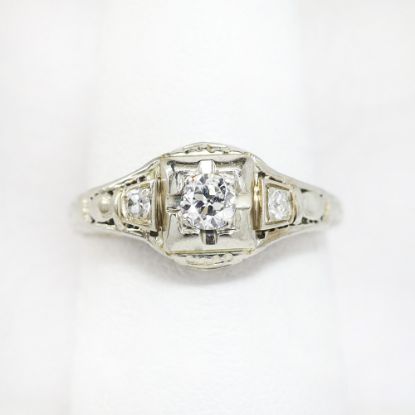 Picture of Antique 18k White Gold & Old European Cut Diamond Engagement Ring