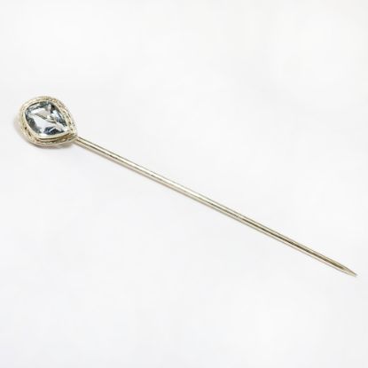 Picture of Antique Edwardian 14k White Gold & Aquamarine Stick Pin