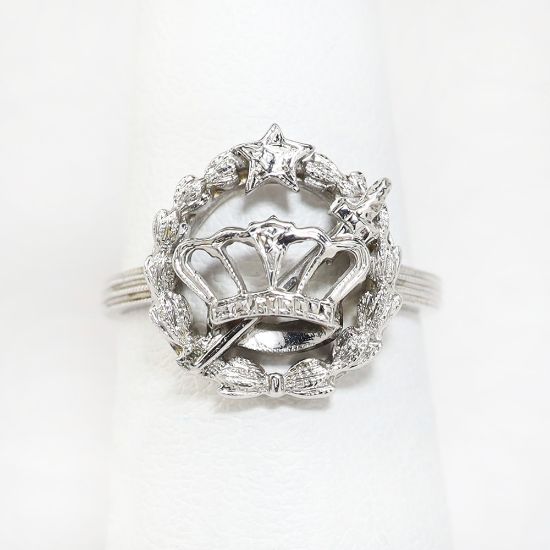 Picture of Vintage 14k White Gold Order of the Eastern Star Ring with Crown & Sword