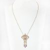 Picture of Antique Edwardian 14k Gold, Amethyst & Seed Pearl Lavalier Pendant Necklace