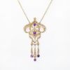 Picture of Antique Edwardian 14k Gold, Amethyst & Seed Pearl Lavalier Pendant Necklace