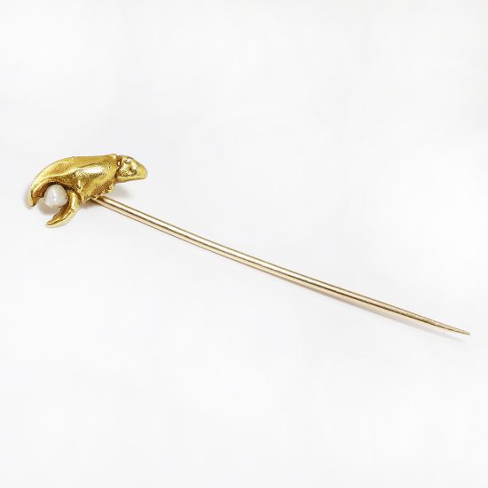 Picture of Vintage 14k Gold & Freshwater Pearl Crab Claw Stick Pin