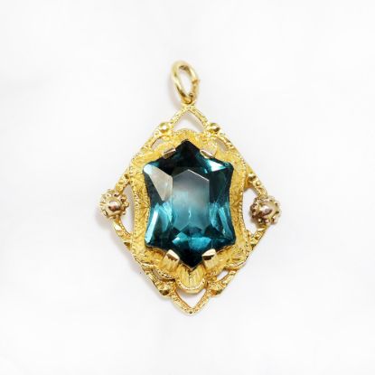 Picture of Vintage 8k Gold & Blue Synthetic Spinel Pendant