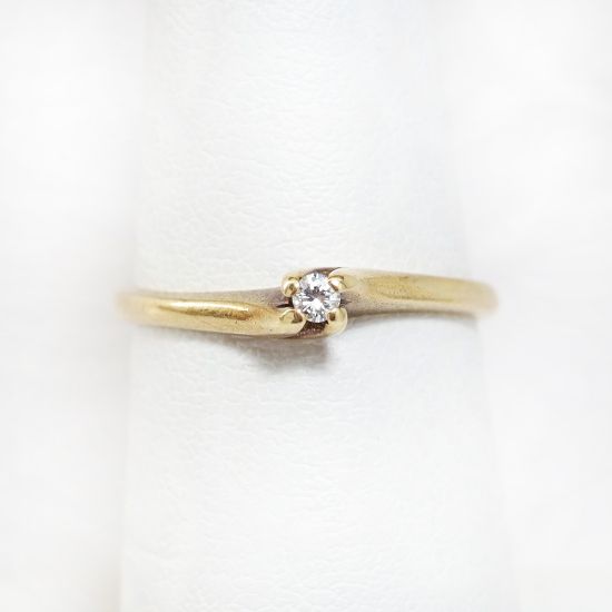 Picture of Antique Minimalist 14k Gold & Diamond Solitaire Engagement Ring