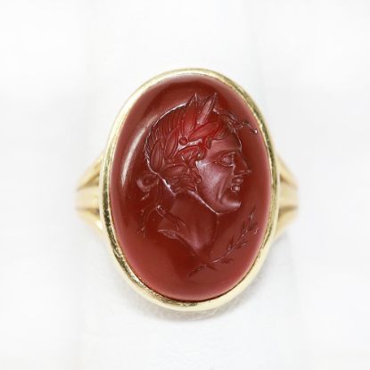 Picture of Vintage 14k Gold & Intaglio Carved Carnelian Signet Ring