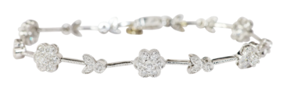 Picture of 14k White Gold & Diamond Flower Bracelet 