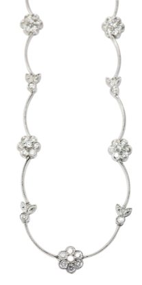 Picture of 14k White Gold & Diamond Flower Necklace 