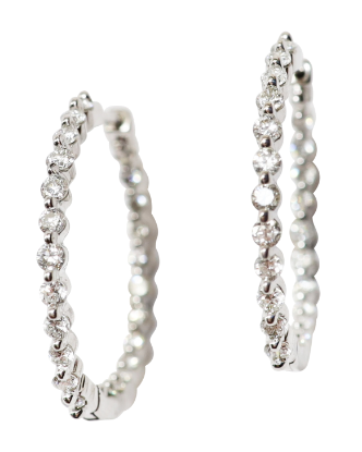 Picture of 14k White Gold & Diamond Hoop Earrings 