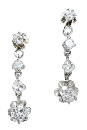 Picture of 14k White Gold & 1.10ct Diamond Drop Earrings