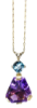 Picture of 14k Yellow Gold, Blue Zircon & Amethyst Pendant Necklace