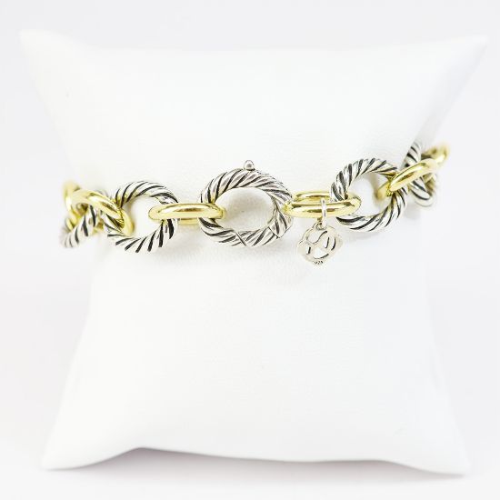 Picture of David Yurman 18k Yellow Gold & Sterling Silver Oval Link Bracelet