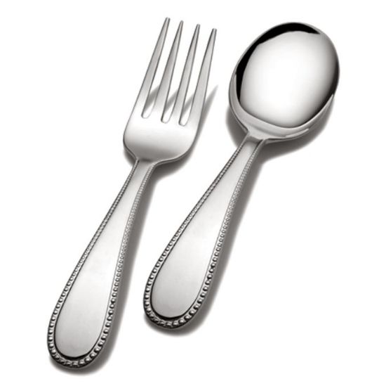 Picture of 2-Piece Sterling Beaded Baby Fork & Spoon