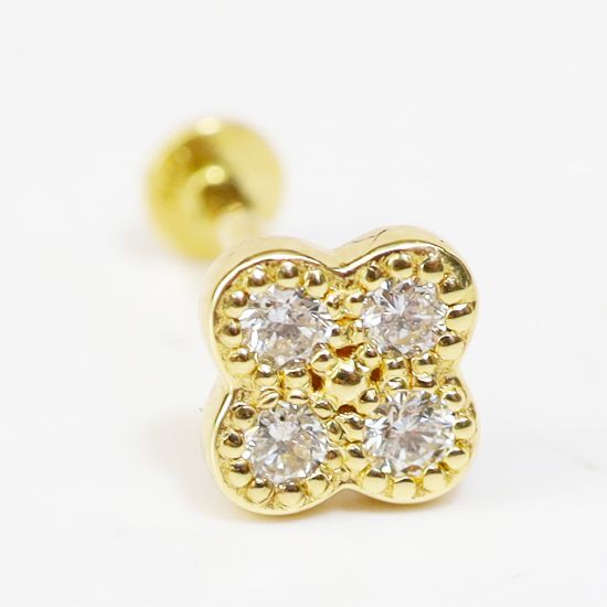 Picture of 14k Yellow Gold Diamond Clover Tragus Earring