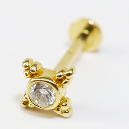 Picture of 14k Yellow Gold Mini Bezel Diamond Tragus Earring
