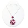 Picture of 14k White Gold Ruby & Diamond Rose Pendant