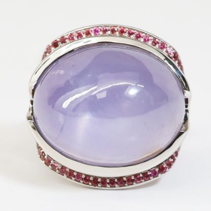 Picture of 14k White Gold Star Sapphire and Tourmaline Ring
