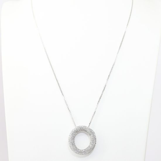Picture of 14k White Gold Circle Diamond Pendant