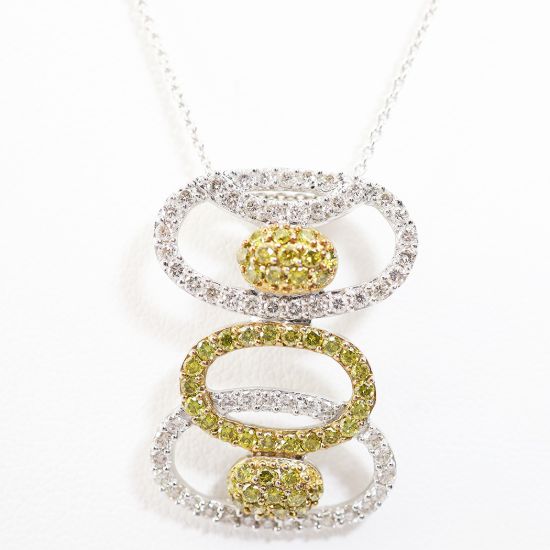 Picture of 14k Two Tone Gold Pavé Set White & Yellow Diamond Pendant