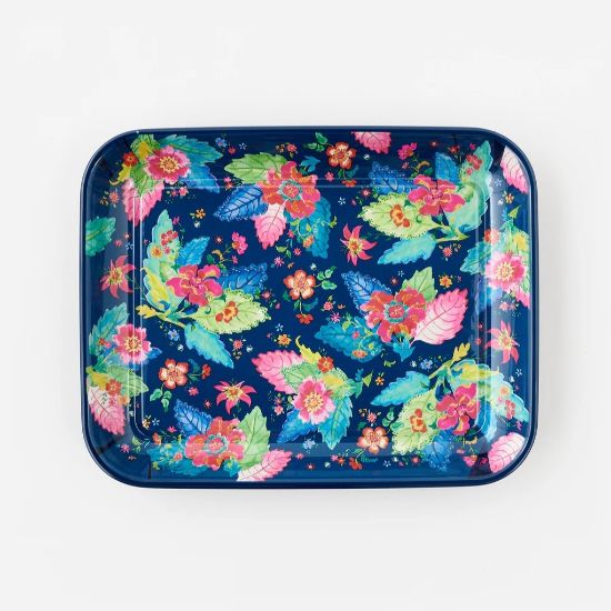 Picture of Melamine Faux Enameled 'Tobacco Leaf' Tray