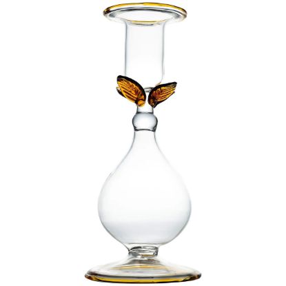 Picture of 'La BoHeme' Clear & Amber Glass Flower Candlestick