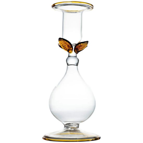 Picture of 'La BoHeme' Clear & Amber Glass Flower Candlestick