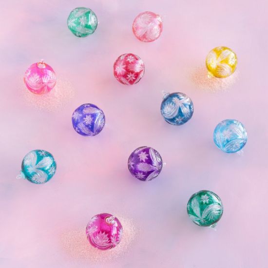 Picture of 'Fetched Etched' Glass Bauble Ornament, Assorted Colors