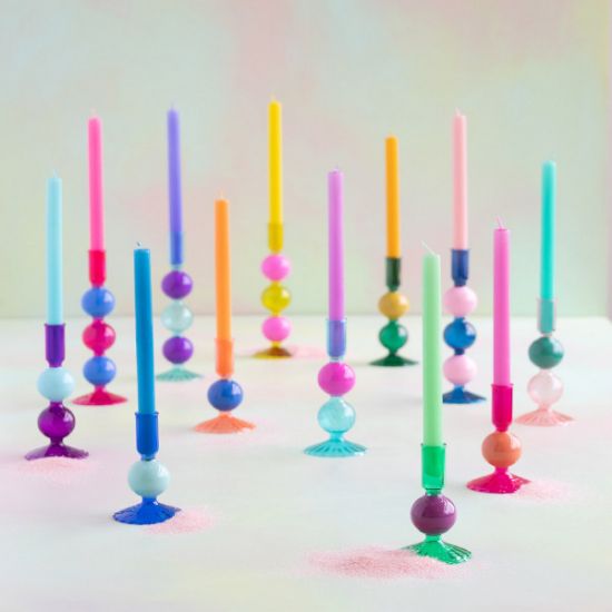 Picture of Small GlitterVille Fluted Taper Candle Holder, Assorted Colors 
