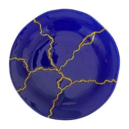 Picture of Round Platter, Blue & Gold