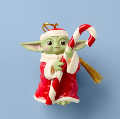 Picture of Grogu with Candy Cane Ornament