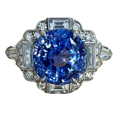 Picture of 8.23ct Ceylon, Color-Change, No-Heat Sapphire & Diamond, Platinum Ring, Setting by Raymond C. Yard