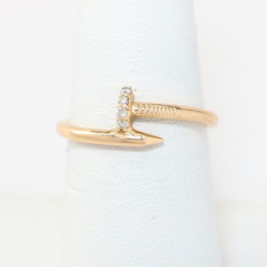 Picture of 14k Rose Gold Diamond Nail Ring