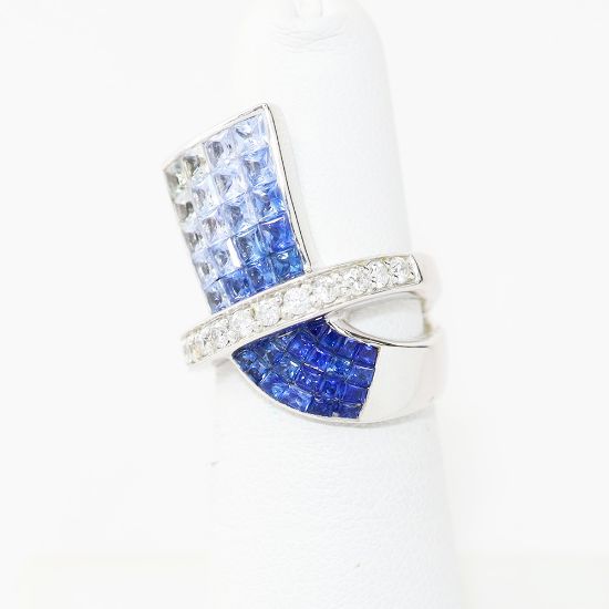 Picture of 14k White Gold Sapphire & Diamond Ring
