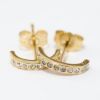 Picture of 14k Yellow Gold Curved Diamond Bar Earring Studs