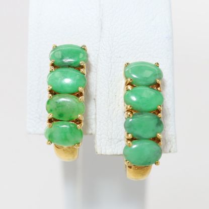 Picture of 18k Yellow Gold & Jade Half Hoop Earrings