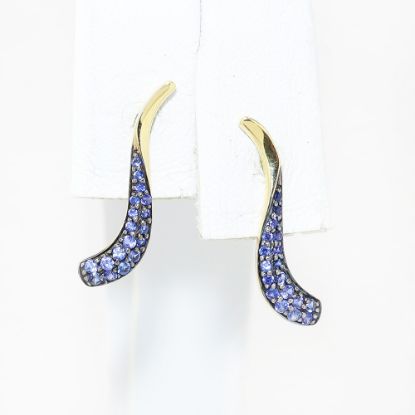 Picture of 14k Yellow Gold Sapphire Earrings