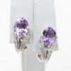 Picture of 14k White Gold Oval Amethyst & Diamond Earrings