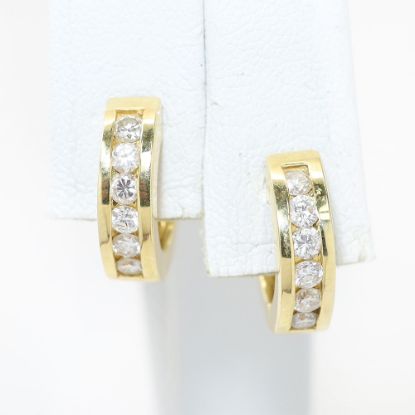 Picture of 14k Yellow Gold Diamond Hoop Earrings