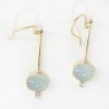 Picture of 14k Yellow Gold Oval Moonstone & Diamond Dangling Earrings