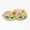 Picture of 14k Yellow Gold Burnish Set Emerald & Diamond Hoop Earrings