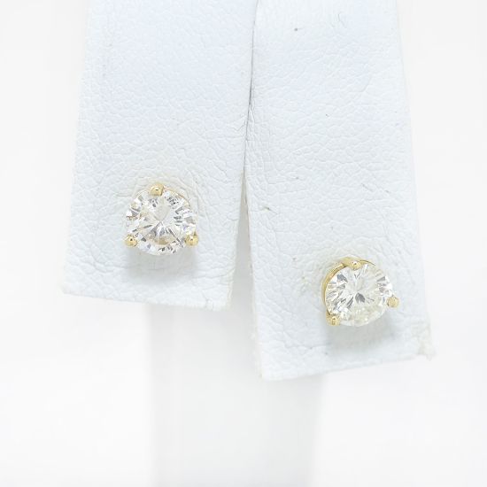 Picture of 14k Yellow Gold Diamond Solitaire Earrings