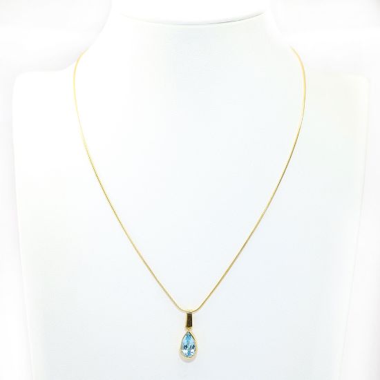Picture of 18k Yellow Gold Pear Cut Blue Topaz Pendant