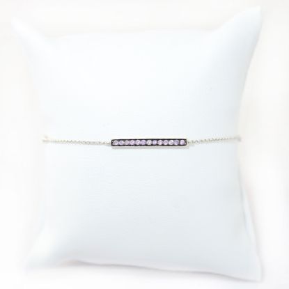 Picture of 14k White Gold Pink Sapphire Bar & Diamond Stations Bracelet