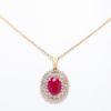 Picture of 14k Rose Gold Oval Ruby & Diamond Halo Pendant