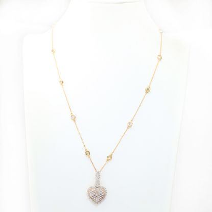 Picture of 14k Rose Gold Diamond Heart Pendant and Chain