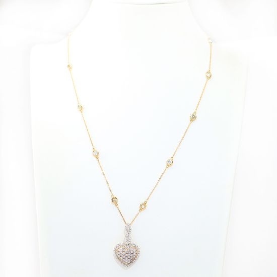 Picture of 14k Rose Gold Diamond Heart Pendant and Chain